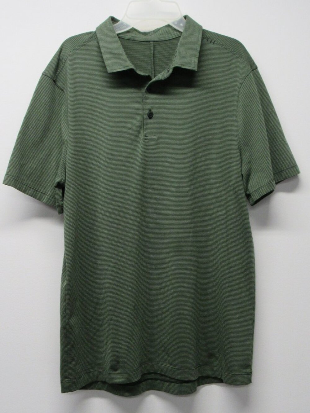 Lululemon Green Stripe Men's Polo Shirt Short Sleeve Collared Size Medium